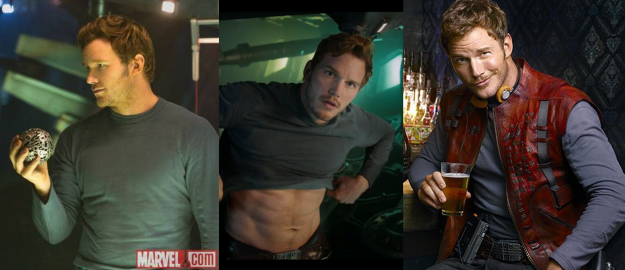 These are some shots showing the undershirt.  Unfortunately, the lighting isn't great in two of them, but you get the idea.  Stop staring at Chris Pratt's abs. 