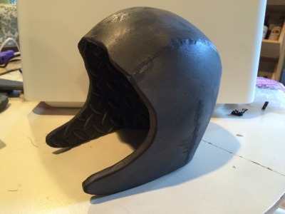 Here is the base helmet before accent pieces and paint. 